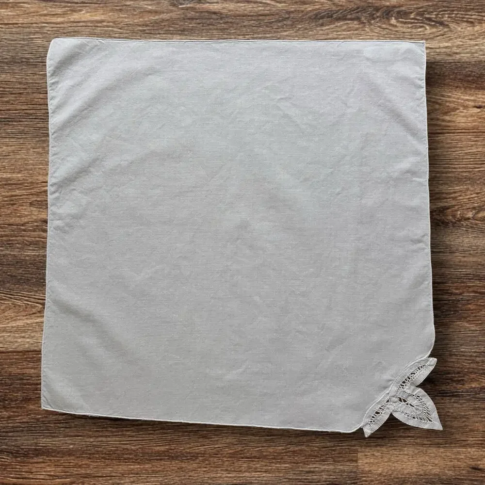 White Cotton Napkins Set 5 Cutwork Embroidered Lace 16